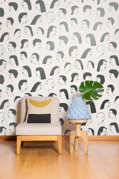 product image for Women Wallpaper in Gunmetal and Cream by Thatcher Studio 27