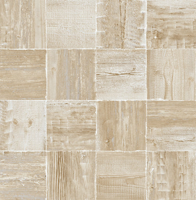 product image for Wood Block Peel-and-Stick Wallpaper in Wheat by NextWall 22