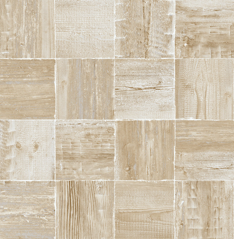 media image for Wood Block Peel-and-Stick Wallpaper in Wheat by NextWall 256