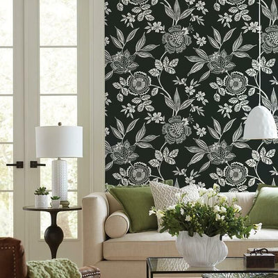 product image for Wood Cut Jacobean Wallpaper in Black and White from the Silhouettes Collection by York Wallcoverings 43