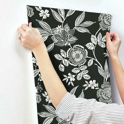product image for Wood Cut Jacobean Wallpaper in Black and White from the Silhouettes Collection by York Wallcoverings 77