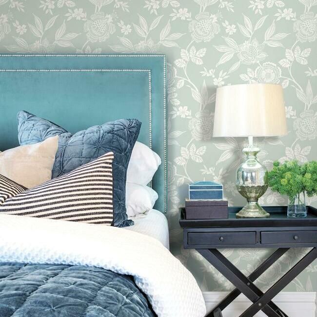 media image for Wood Cut Jacobean Wallpaper in Green from the Silhouettes Collection by York Wallcoverings 243