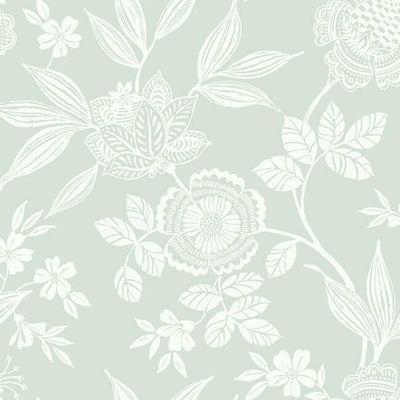 product image of sample wood cut jacobean wallpaper in green from the silhouettes collection by york wallcoverings 1 573