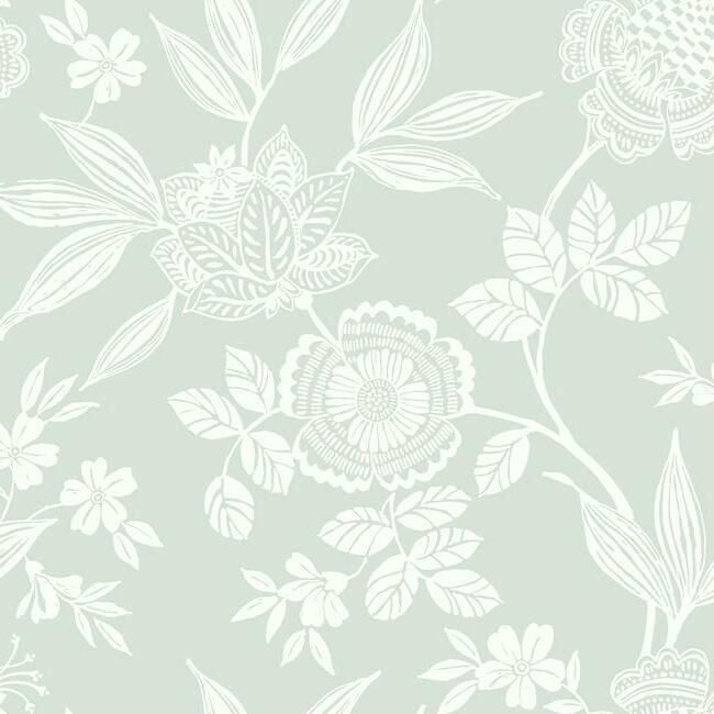 media image for Wood Cut Jacobean Wallpaper in Green from the Silhouettes Collection by York Wallcoverings 225