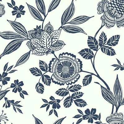 product image for Wood Cut Jacobean Wallpaper in Navy from the Silhouettes Collection by York Wallcoverings 1