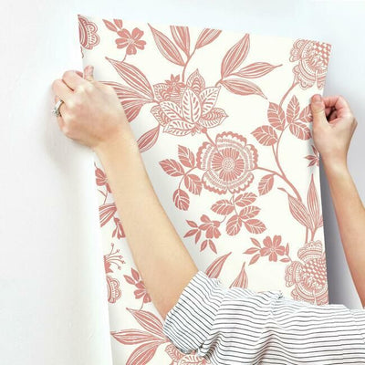 product image for Wood Cut Jacobean Wallpaper in Salmon from the Silhouettes Collection by York Wallcoverings 63