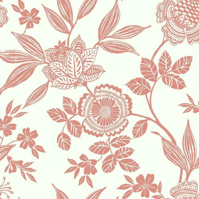 media image for Wood Cut Jacobean Wallpaper in Salmon from the Silhouettes Collection by York Wallcoverings 220
