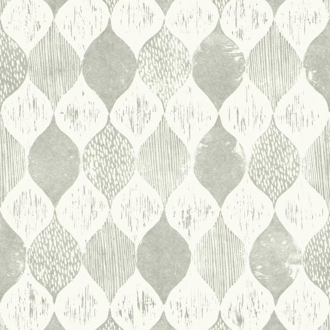 media image for Woodblock Print Wallpaper in Grey from Magnolia Home Vol. 2 by Joanna Gaines 256