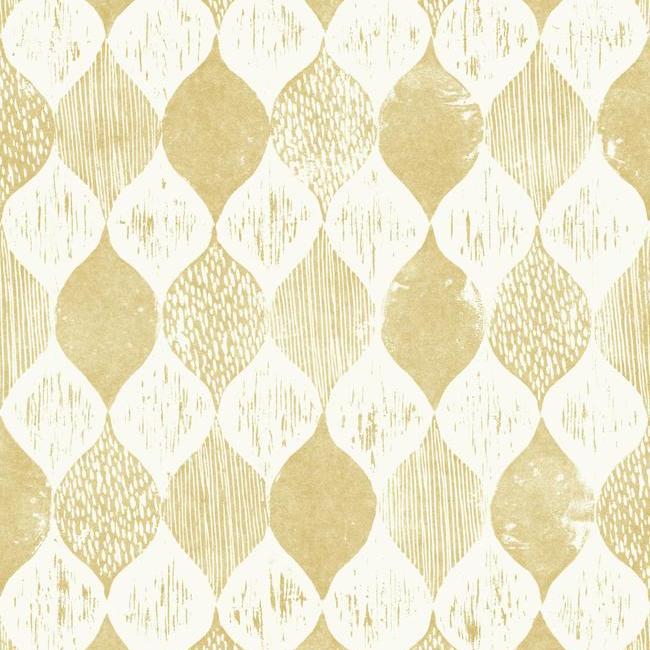 media image for Woodblock Print Wallpaper in Yellow from Magnolia Home Vol. 2 by Joanna Gaines 265