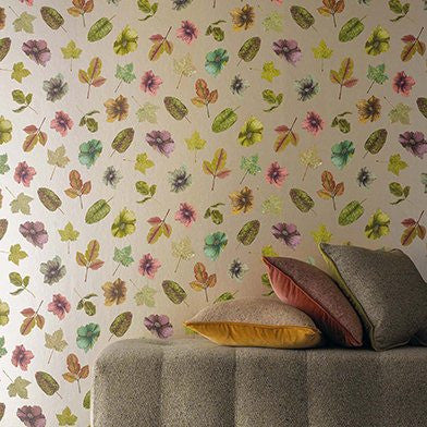 product image for woodland wallpaper in lime russet and plum from the enchanted gardens collection by osborne little 2 2