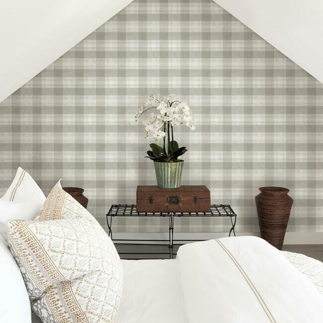 media image for Woven Buffalo Check Wallpaper in Linen from the Simply Farmhouse Collection by York Wallcoverings 27