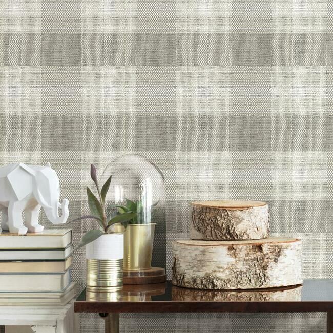 media image for Woven Buffalo Check Wallpaper in Linen from the Simply Farmhouse Collection by York Wallcoverings 230