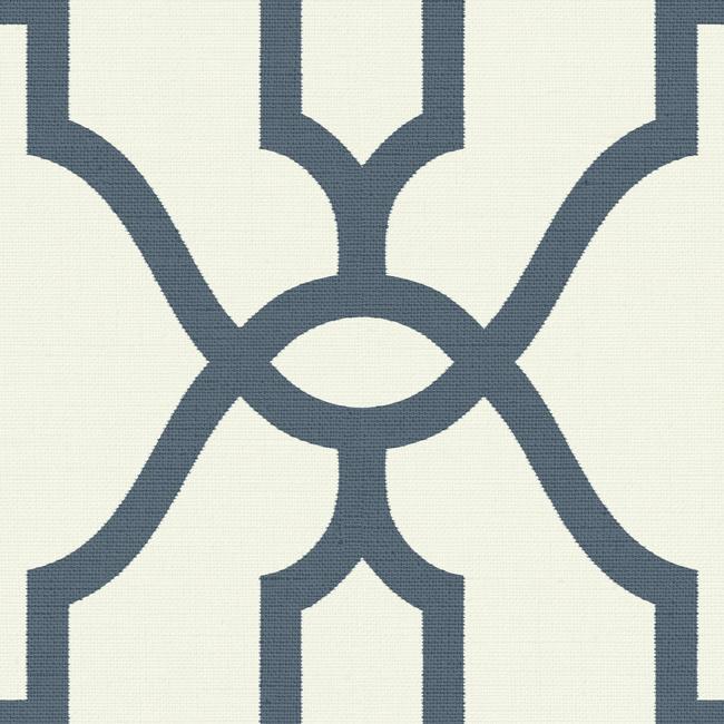 media image for Woven Trellis Wallpaper in Federal Blue on White from Magnolia Home Vol. 2 by Joanna Gaines 217