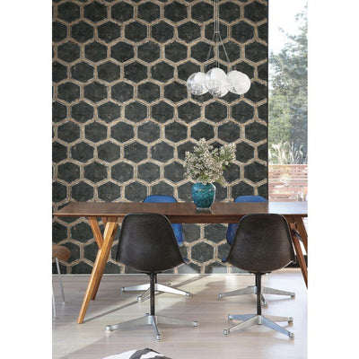 product image for Wright Wallpaper in Black and Gold from the Metalworks Collection by Seabrook Wallcoverings 19