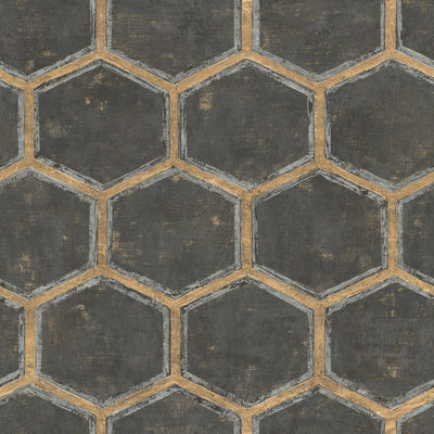 product image for Wright Wallpaper in Black and Gold from the Metalworks Collection by Seabrook Wallcoverings 14