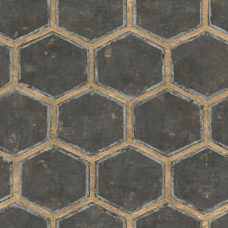 media image for Wright Wallpaper in Black and Gold from the Metalworks Collection by Seabrook Wallcoverings 29