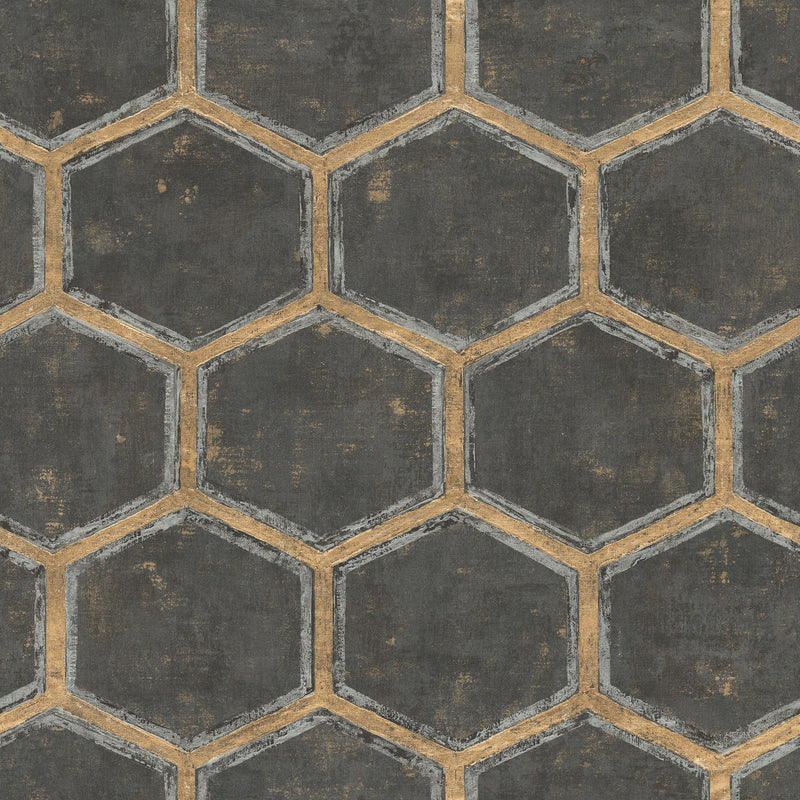 media image for Wright Wallpaper in Black and Gold from the Metalworks Collection by Seabrook Wallcoverings 29