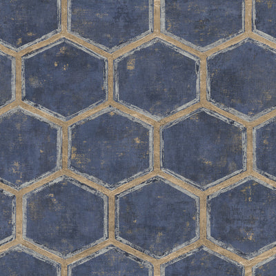 product image for Wright Wallpaper in Blue and Tan from the Metalworks Collection by Seabrook Wallcoverings 98