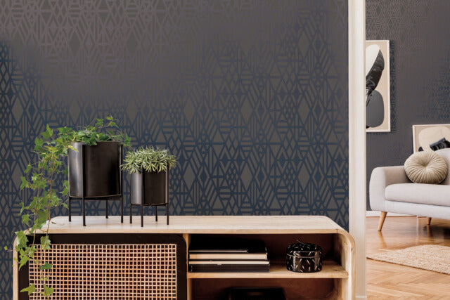 media image for Wrought Iron Wallpaper in Blue from the Moderne Collection by Stacy Garcia for York Wallcoverings 27