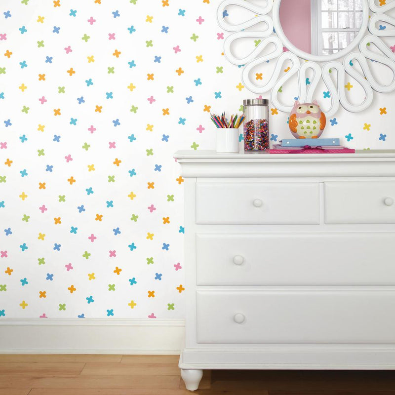 media image for X Marks The Spot Peel & Stick Wallpaper in Multi by RoomMates for York Wallcoverings 241