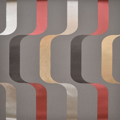 product image of sample ribbon wallpaper in warm grey red from the mid century collection by york wallcoverings 1 561