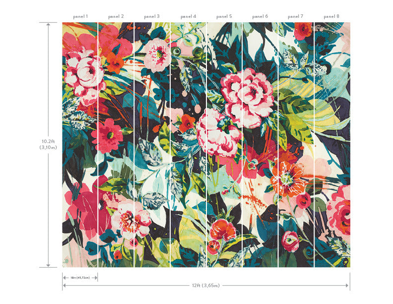 media image for Pop Floral Mural in Bright Multi from the Murals Resource Library Vol. 2 by York Wallcoverings 255
