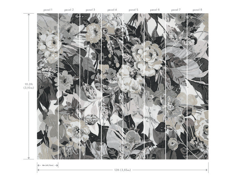 media image for Pop Floral Mural in Neutral Multi from the Murals Resource Library Vol. 2 by York Wallcoverings 231
