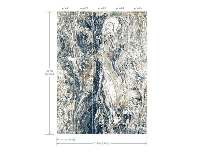 media image for Watermark Mural in Blue from the Murals Resource Library Vol. 2 by York Wallcoverings 247