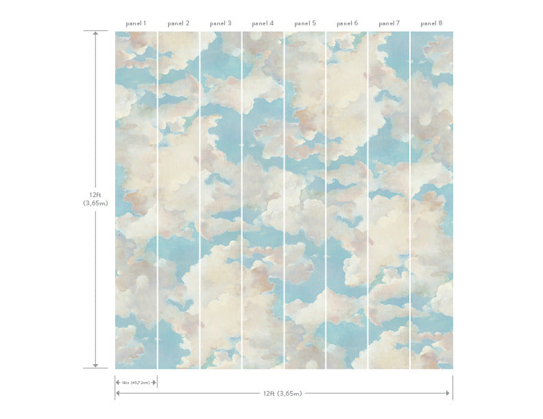 media image for Cloud Over Mural in Light Blue from the Murals Resource Library Vol. 2 by York Wallcoverings 241