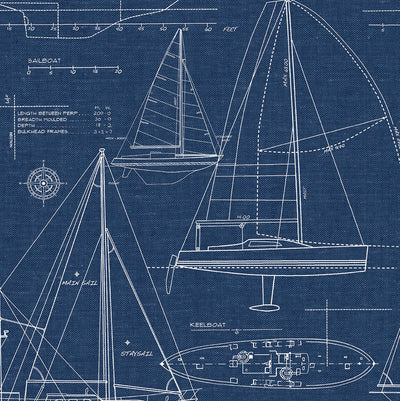 product image for Yacht Club Peel-and-Stick Wallpaper in Navy by NextWall 90