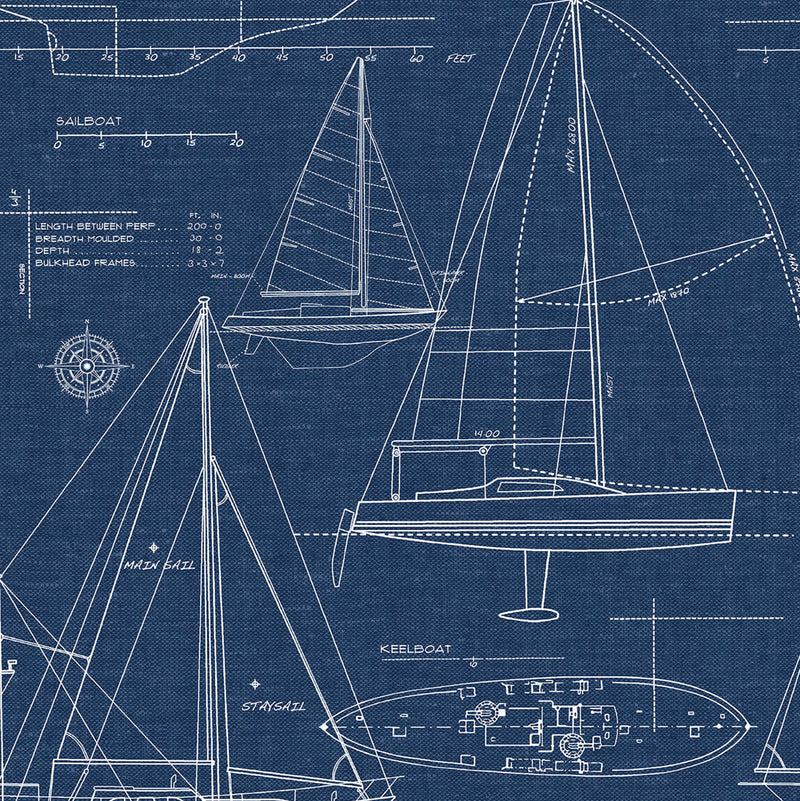 media image for Yacht Club Peel-and-Stick Wallpaper in Navy by NextWall 273