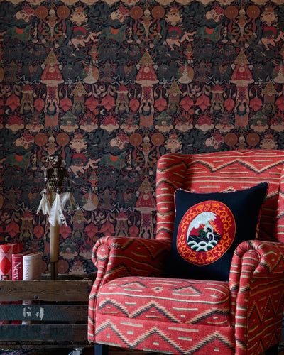 product image for Yama Dharmaraja Wallpaper in Red and Brown from the Wallpaper Compendium Collection by Mind the Gap 70