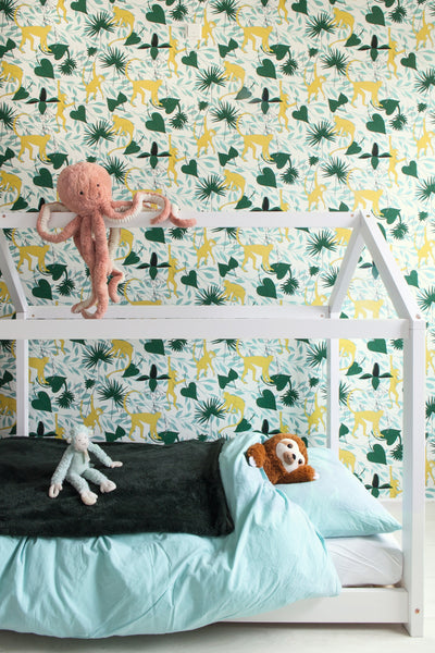 product image for Yellow Climbing Monkeys Wallpaper by Walls Republic 53