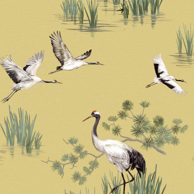 product image for Yellow Cranes in Water Wallpaper by Walls Republic 60