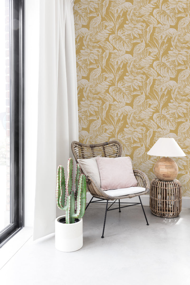media image for Yellow Inverse Jungle Wallpaper by Walls Republic 291