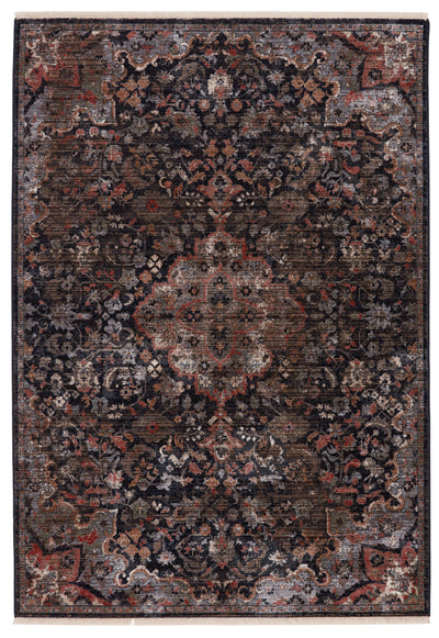 product image for Amena Medallion Rug in Black & Dark Taupe 78