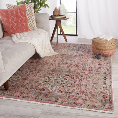 product image for Kerta Medallion Rug in Pink & Beige 98