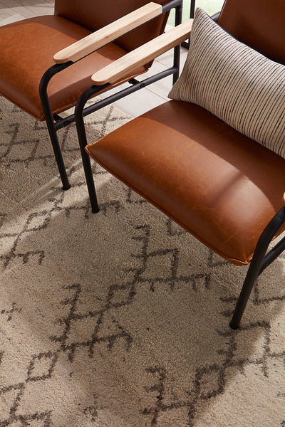 product image for Zola Hand-Knotted Geometric Ivory & Brown Area Rug 34
