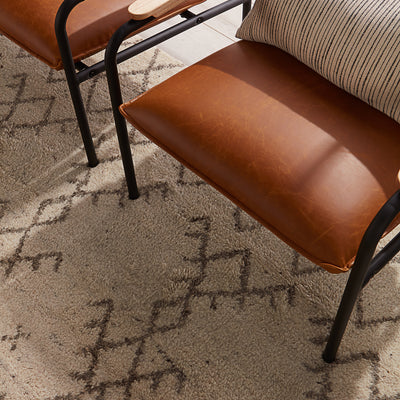 product image for Zola Hand-Knotted Geometric Ivory & Brown Area Rug 76
