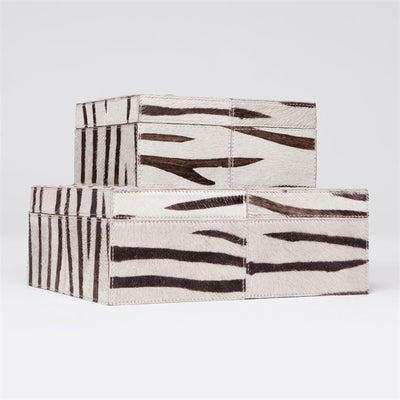 product image of Zachary Zebra Leather Boxes, Set of 2 536