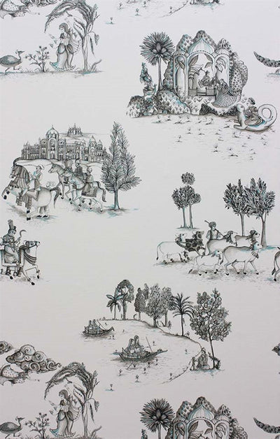 product image for Zanskar Wallpaper in Black and White by Matthew Williamson for Osborne & Little 42