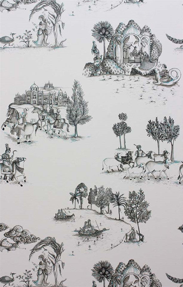 media image for Zanskar Wallpaper in Black and White by Matthew Williamson for Osborne & Little 288
