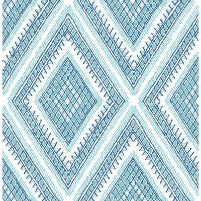product image for Zaya Tribal Diamonds Wallpaper Wallpaper in Blue from the Pacifica Collection by Brewster Home Fashions 55