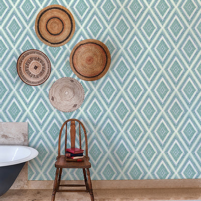 product image for Zaya Tribal Diamonds Wallpaper Wallpaper in Green from the Pacifica Collection by Brewster Home Fashions 37
