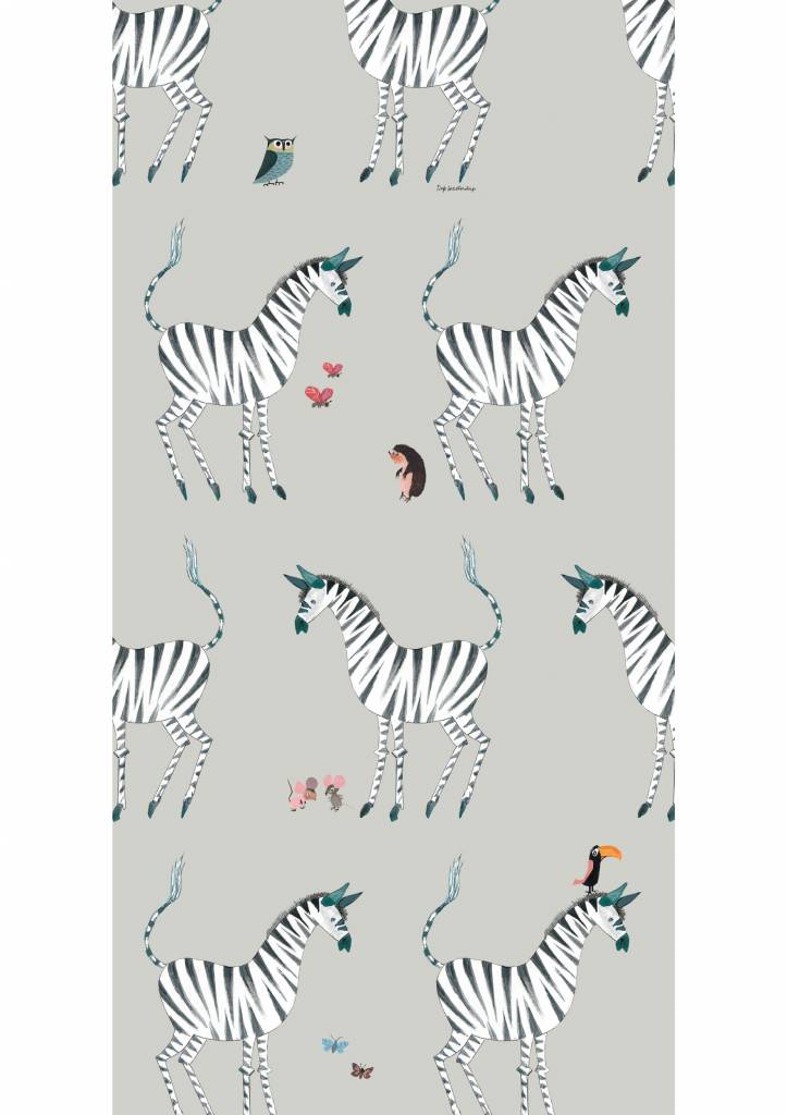 media image for Zebra Kids Wallpaper in Grey by KEK Amsterdam 256