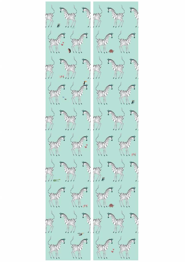 media image for Zebra Kids Wallpaper in Mint by KEK Amsterdam 274
