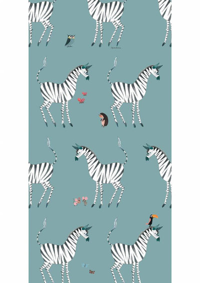product image for Zebra Kids Wallpaper in Petrol by KEK Amsterdam 14