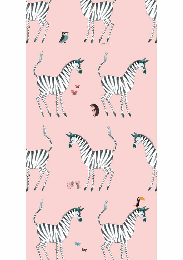 media image for Zebra Kids Wallpaper in Pink by KEK Amsterdam 292