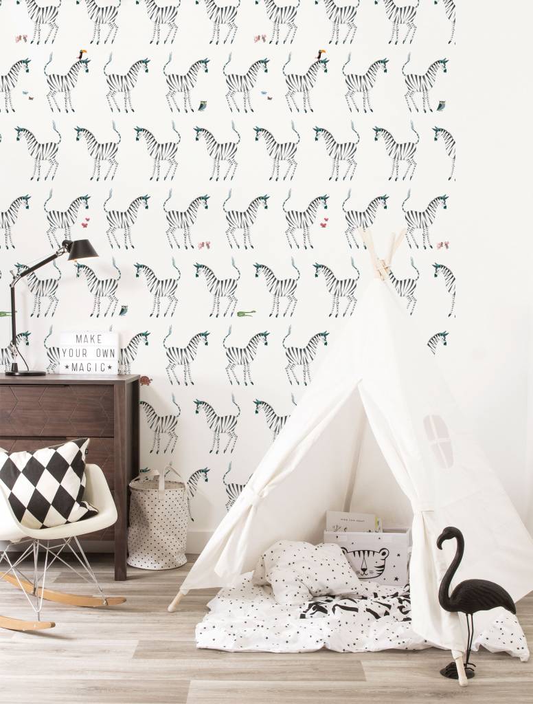 media image for Zebra Kids Wallpaper in White by KEK Amsterdam 261