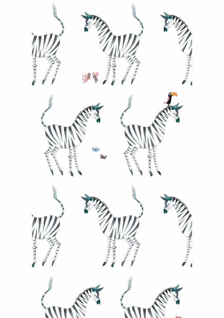 media image for Zebra Kids Wallpaper in White by KEK Amsterdam 253